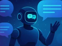Illustration d'un robot ChatGPT avec des bulles de dialogue. Astuces pour de meilleures réponses ChatGPT.