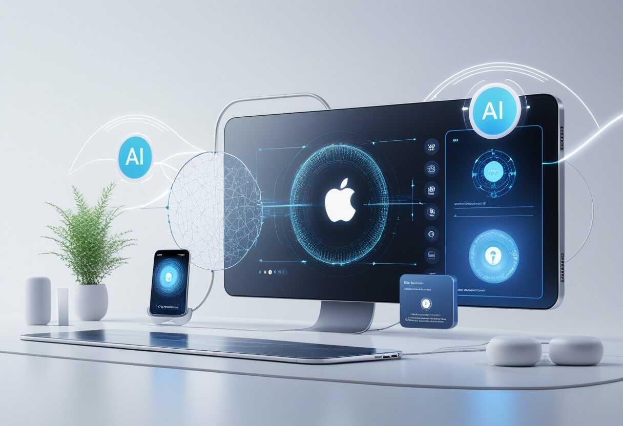 Apple Intelligence 2025 Apple Intelligence : IA iPhone 2025. Ordinateur et smartphone Apple. Comparaison avec Google.