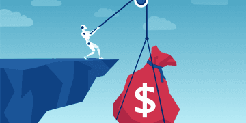 IA gérant un compte bancaire. Argent, technologie, finance.