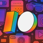 Google I/O 2025 : Illustration colorée avec logo I/O, icônes tech (caméra, laptop). IA et événement Google.