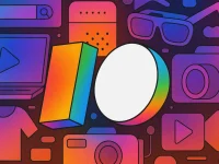 Google I/O 2025 : Illustration colorée avec logo I/O, icônes tech (caméra, laptop). IA et événement Google.