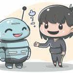 IA complaisante : Robot et humain amis. Illustration des défauts de l'intelligence artificielle.