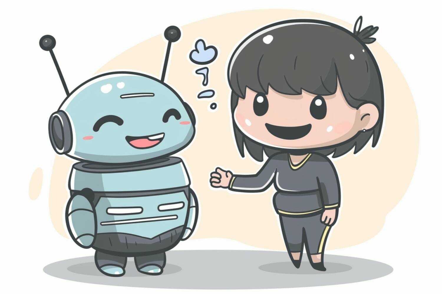 Complacent AI: Robot and human friend. Illustrating the shortcomings of artificial intelligence.