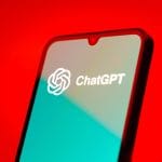 ChatGPT on smartphone. Conversational AI, logo and application interface.