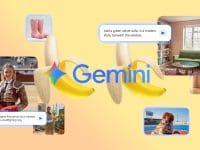 Google Gemini : IA pour retouche photo. Bananes, matador, canapé vert, et chien.