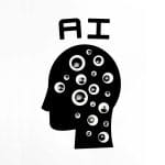 Black head with bubbles and AI. AI sources and misinformation.