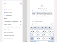 Gemini : Chats temporaires et mémoire automatique. Interface de l'application Gemini.