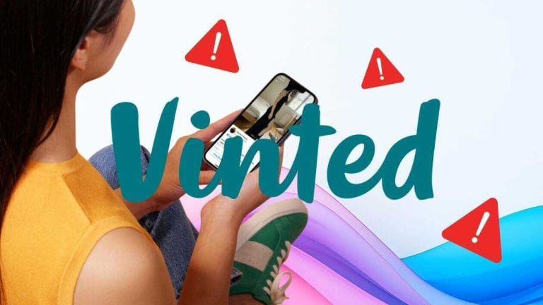 IA et vĂȘtements fantĂŽmes sur Vinted. Femme utilisant l'appli Vinted sur son tĂ©lĂ©phone. Articles gĂ©nĂ©rĂ©s par intelligence artificielle.