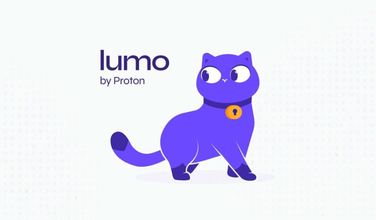 Logo Lumo, chatbot IA de Proton. Chatbot avec un chat violet et un cadenas, confidentialité et éthique garanties.