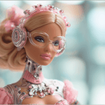 Barbie futuriste. Poupée Mattel avec casque et lunettes. IA et jeux.