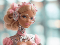 Barbie futuriste. Poupée Mattel avec casque et lunettes. IA et jeux.