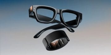 Lunettes Meta Ray-Ban. Gros plan sur les lunettes connectées. Technologie portable.