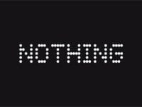 Logo Nothing : nom de marque en points blancs sur fond noir. Technologie, smartphone.
