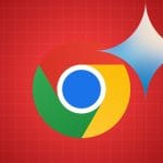 Chrome et Gemini IA : Google intègre l'IA à son navigateur. Logo Chrome coloré sur fond rouge.