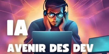 AI and the future of web developers. Illustration of a web developer worried about artificial intelligence.