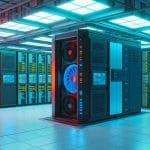 Computer server room. French supercomputer for national defense.