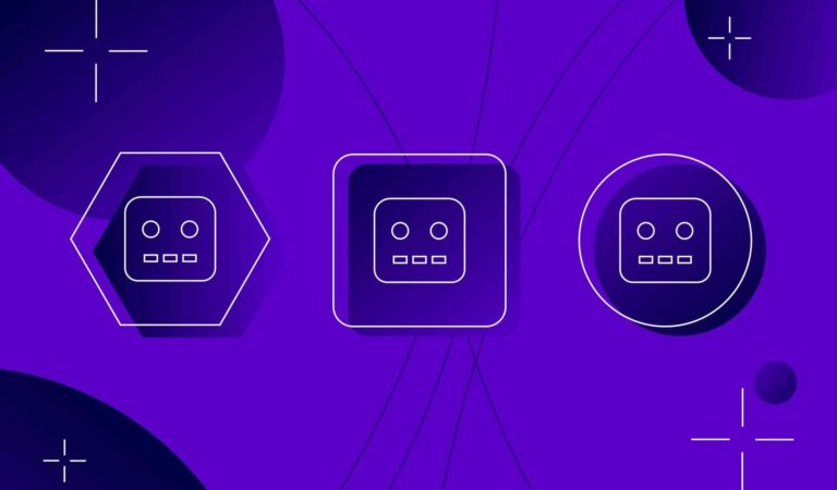 Alternatives ChatGPT : Icônes de chatbot sur fond violet. IA conversationnelle.