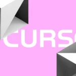 Créer une application web avec Cursor : logo et formes géométriques sur fond rose.