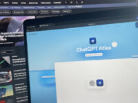 ChatGPT Atlas, le navigateur d'OpenAI sur un écran d'ordinateur portable. Télécharger ChatGPT pour macOS.