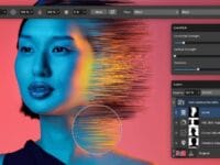 Affinity Photo : femme avec effet glitch. Logiciel de retouche photo et design graphique.