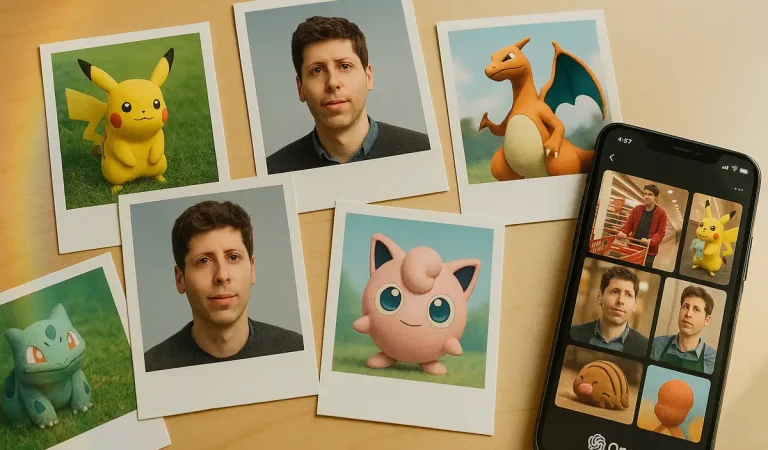 OpenAI Sora 2: Pokémon generative AI photos, portrait. Copyright control and AI monetization.