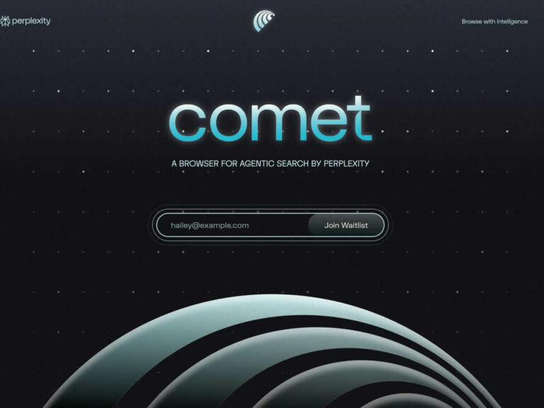 Perplexity Comet : navigateur IA gratuit. Interface du navigateur Comet. Alternative à Google Chrome.