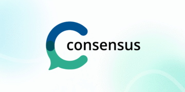Consensus logo: AI for fast, reliable scientific research. A symbol of communication and innovation.