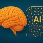 Cerveau humain et IA. Illustration de l'intelligence artificielle consciente.