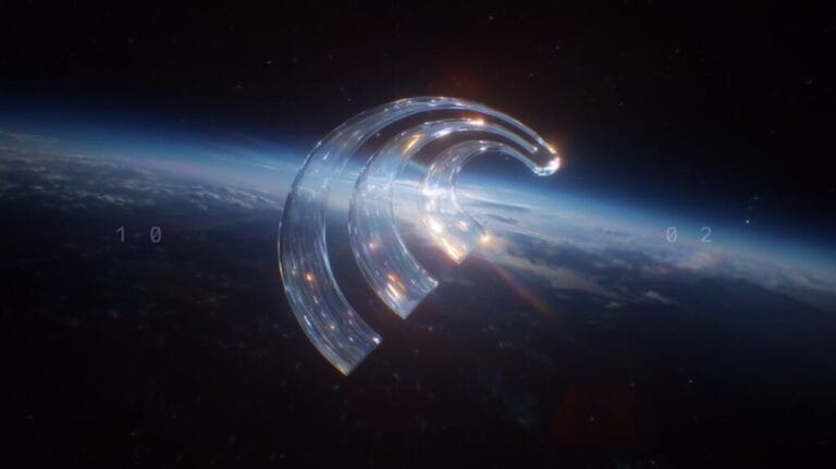 Logo Comet navigateur IA sur fond d'espace. Technologie futuriste, intelligence artificielle.