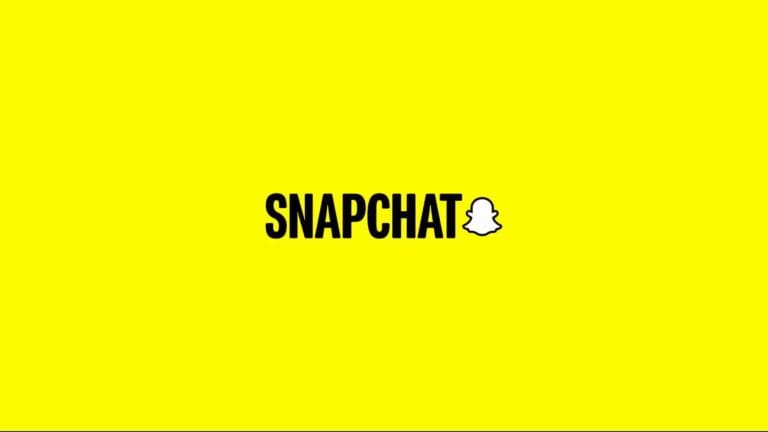 Snapchat logo on yellow background. Popular social media application.