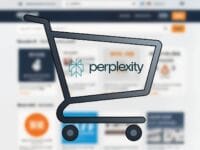 Choc IA : Amazon vs Perplexity pour le shopping en ligne. Chariot avec logo Perplexity.