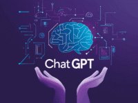 ChatGPT : Intelligence artificielle, cerveau numérique, mains tendues. Conseils et prompts GPT.