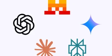 Classement IA française : logos des entreprises d'intelligence artificielle. Comparatif des IA françaises.