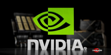 Nvidia logo: Jensen Huang criticizes managers limiting AI. Technology, GPU, artificial intelligence.