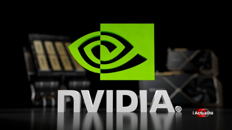 Logo Nvidia: Jensen Huang critique les managers limitant l'IA. Technologie, GPU, intelligence artificielle.