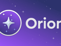 Logo d'Orion, un navigateur web anti-IA qui offre une alternative à Chrome et Firefox. Design épuré sur fond étoilé violet.
