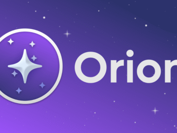 Logo d'Orion, un navigateur web anti-IA qui offre une alternative à Chrome et Firefox. Design épuré sur fond étoilé violet.