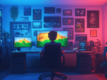 Un gamer IA jouant à Minecraft. L'intelligence artificielle transforme le gaming, entre révolution et controverse.