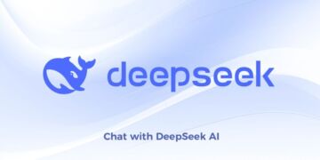 Logo DeepSeek IA: baleine bleue stylisée et texte "deepseek". Nouvelle IA concurrente à Gemini et ChatGPT.
