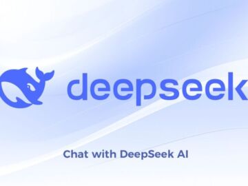 Logo DeepSeek IA: baleine bleue stylisée et texte "deepseek". Nouvelle IA concurrente à Gemini et ChatGPT.