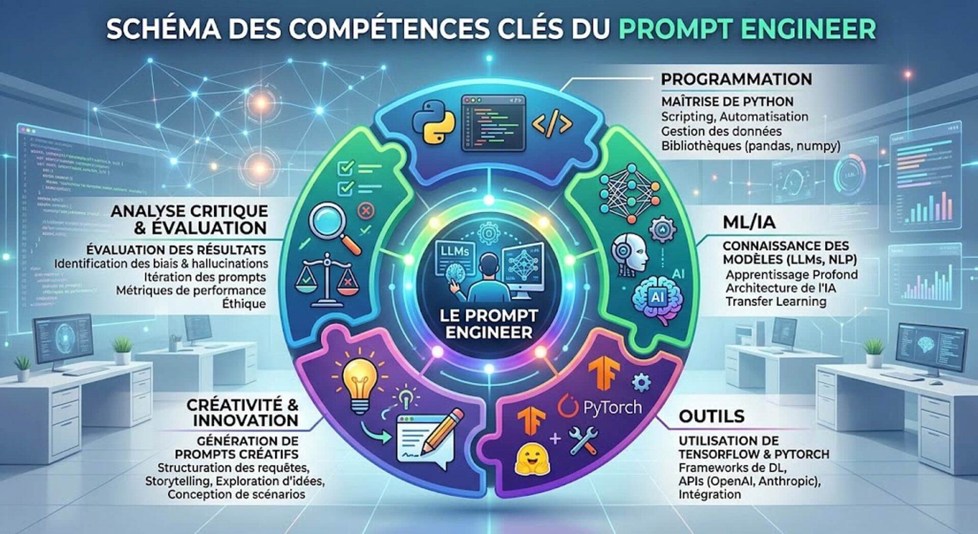 Infographie : Les compétences clés du Prompt Engineer