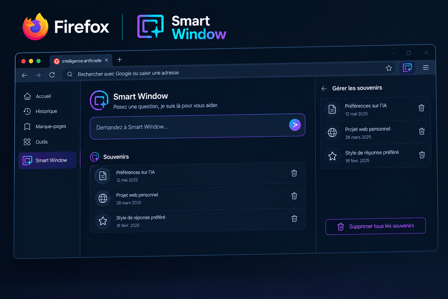 Smart Window Firefox Mistral : notre test de l'IA souveraine